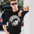 きつね 北海道 ムーンフォックスジャンプ 動物の自然を探している 長袖Tシャツ 彼への贈り物