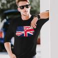 アメリカの国旗-ユニオンジャック-イギリスの国旗 Usa Flag Union Jack Uk Flag 長袖Tシャツ 彼への贈り物