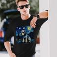 バン・ゴッホ 星月夜ミニチュア・シュナウザー 長袖tシャツ 長袖Tシャツ 彼への贈り物