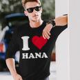 レッドハート I Love Hana 長袖Tシャツ 彼への贈り物