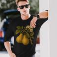 ヴィンテージボタニカル梨アートプリント 長袖Tシャツ 彼への贈り物