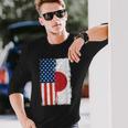 半日半 アメリカ国旗 日米ルーツ 長袖Tシャツ 彼への贈り物