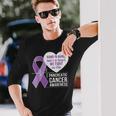 膵臓がん啓発 ハートトゥハート パープルリボン 長袖Tシャツ 彼への贈り物