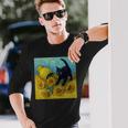 面白いゴッホのひまわり、猫のミーム、黒猫のアート。 長袖tシャツ 長袖Tシャツ 彼への贈り物