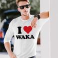 I Heart Waka ファーストネーム I Love パーソナライズ 長袖Tシャツ 彼への贈り物