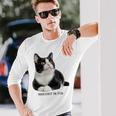 Mischief In Fur 猫写真 ハチワレ猫 黒白猫 猫好き ネタ 猫しもべ 猫飼い 猫依存症 長袖tシャツ 長袖Tシャツ 彼への贈り物