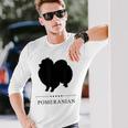 ポメラニアンブラックシルエット 長袖Tシャツ 彼への贈り物