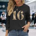 16 16 誕生日 お気に入り 数字 フルール・ド・リス デザイン 長袖Tシャツ 彼女への贈り物