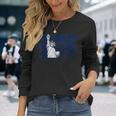 Cool Nyc New York Citytatue Of Liberty With Usa Flag 長袖Tシャツ 彼女への贈り物