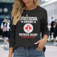 Emotionalupport Drinking Buddy Adultarcastic Humor 長袖Tシャツ 彼女への贈り物