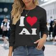 Red Heart I Love Ai 長袖Tシャツ 彼女への贈り物