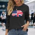 アメリカの国旗-ユニオンジャック-イギリスの国旗 Usa Flag Union Jack Uk Flag 長袖Tシャツ 彼女への贈り物