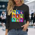 エリザベス 9 正方形タイル ポップアート イギリスの女王 長袖Tシャツ 彼女への贈り物