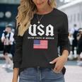 クールなアメリカ国旗グレートーンのイラストグラフィックデザイン。 長袖Tシャツ 彼女への贈り物