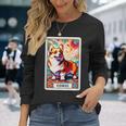コーギー 面白いtシャツ 犬 タロット カード かわいい メンズ 子供 おもしろ 服 グッズ ネタ わんこ 長袖Tシャツ 彼女への贈り物