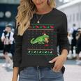 サンタ T-Rex 食べるトナカイ恐竜 アグリークリスマスセーター 長袖Tシャツ 彼女への贈り物