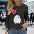 シマエナガ『ハート』白い鳥【どうぶつフレンズ】動物 ゆるくて かわいい 長袖Tシャツ 彼女への贈り物