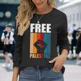 パレスチナ人のためのフリーパレスチナのレトロなビンテージデザイン 長袖tシャツ 長袖Tシャツ 彼女への贈り物