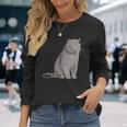 ブリティッシュショートヘアの猫 長袖tシャツ 長袖Tシャツ 彼女への贈り物