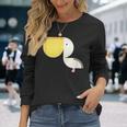 ペリカン アニマル イラスト ミニマル 図案 シンプル ユニセックス ギフト 長袖Tシャツ 彼女への贈り物