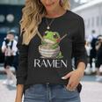 ラーメンを食べるカエルの麺 カワイイ 美的 日本アニメ 長袖Tシャツ 彼女への贈り物