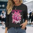 乳がん Her Fight Is Our Fight 乳がんグローブ 長袖Tシャツ 彼女への贈り物