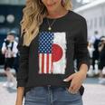 半日半 アメリカ国旗 日米ルーツ 長袖Tシャツ 彼女への贈り物