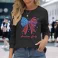 愛国的な弓 アメリカンガーリーシャツ 星条旗アート 長袖Tシャツ 彼女への贈り物