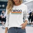 Fargo City レトロ ヴィンテージ ストライプ ギフトとお土産 長袖Tシャツ 彼女への贈り物