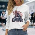 Followmeバイクに乗るゴリラのバックプリントデザイン 長袖Tシャツ 彼女への贈り物