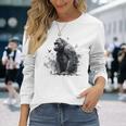 Gorilla Lover アートワーク 鳥 動物 モチーフ ゴリラ 長袖Tシャツ 彼女への贈り物