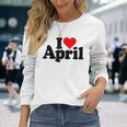 I Love Heart April Nameon A 長袖Tシャツ 彼女への贈り物