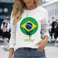 カポエイラ ブラジル国旗 長袖Tシャツ 彼女への贈り物