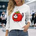 トマトの猫 コスチューム 長袖Tシャツ 彼女への贈り物