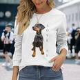 ドーベルマン シャツ ドーベルマン ピンシャー 犬 ママ お父さん 愛 ペット 子犬 長袖Tシャツ 彼女への贈り物