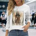 バックプリントtシャツ セクシーなブルネットエンジェルピンナップガール 長袖tシャツ 長袖Tシャツ 彼女への贈り物