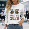 レトロ ベトナム バケーション 2026 旅行 ビーチ 旅行 マッチング 長袖Tシャツ 彼女への贈り物