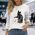 私は何をしたい黒猫カップ面白いグラフィック猫愛好家 長袖Tシャツ 彼女への贈り物
