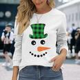 雪だるま 顔 にんじん鼻 クリスマス 冬 格子柄 サンタハット 長袖Tシャツ 彼女への贈り物