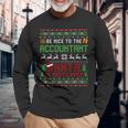 C'est Drôleois Gentil Avec Le Comptable Le Père Noël Regarde Noël Manche Longue T-shirt à manches longues Cadeaux pour les vieillards