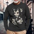 Creepy Bunny Rabbit Japanese Kawaii Manga Horror Goth Long Sleeve T-Shirt Gifts for Old Men