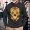 Dia De Los Muertos Crâne Enucre T-shirt à manches longues Cadeaux pour les vieillards