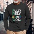 Frog Fully Rely On God 面白いレトロラブハートカエル愛好家 長袖tシャツ 長袖Tシャツ 高齢者への贈り物