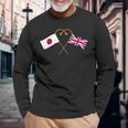 Japanese Flag British Flag 英国遺産 イングリッシュルーツ 日本の国旗 イギリスの国旗 長袖Tシャツ 高齢者への贈り物