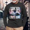Jdm日本人ドリフトレースカー2台 東京ストリートドリフト夜 長袖Tシャツ 高齢者への贈り物