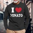 I Love Minato ミナトが大好きです 長袖Tシャツ 高齢者への贈り物