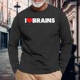 I Love ハート Brains 長袖Tシャツ 高齢者への贈り物