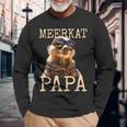 Meerkat Papaミーアキャット パパ パパ 父の日 マングース パパ スリケート ファーザー 長袖Tシャツ 高齢者への贈り物