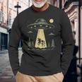 Ufo 牛誘拐デザイン 長袖Tシャツ 高齢者への贈り物
