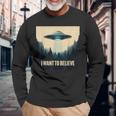 I Want To Believe ヴィンテージ Ufo エイリアン クラフト 夢の出会い 長袖Tシャツ 高齢者への贈り物